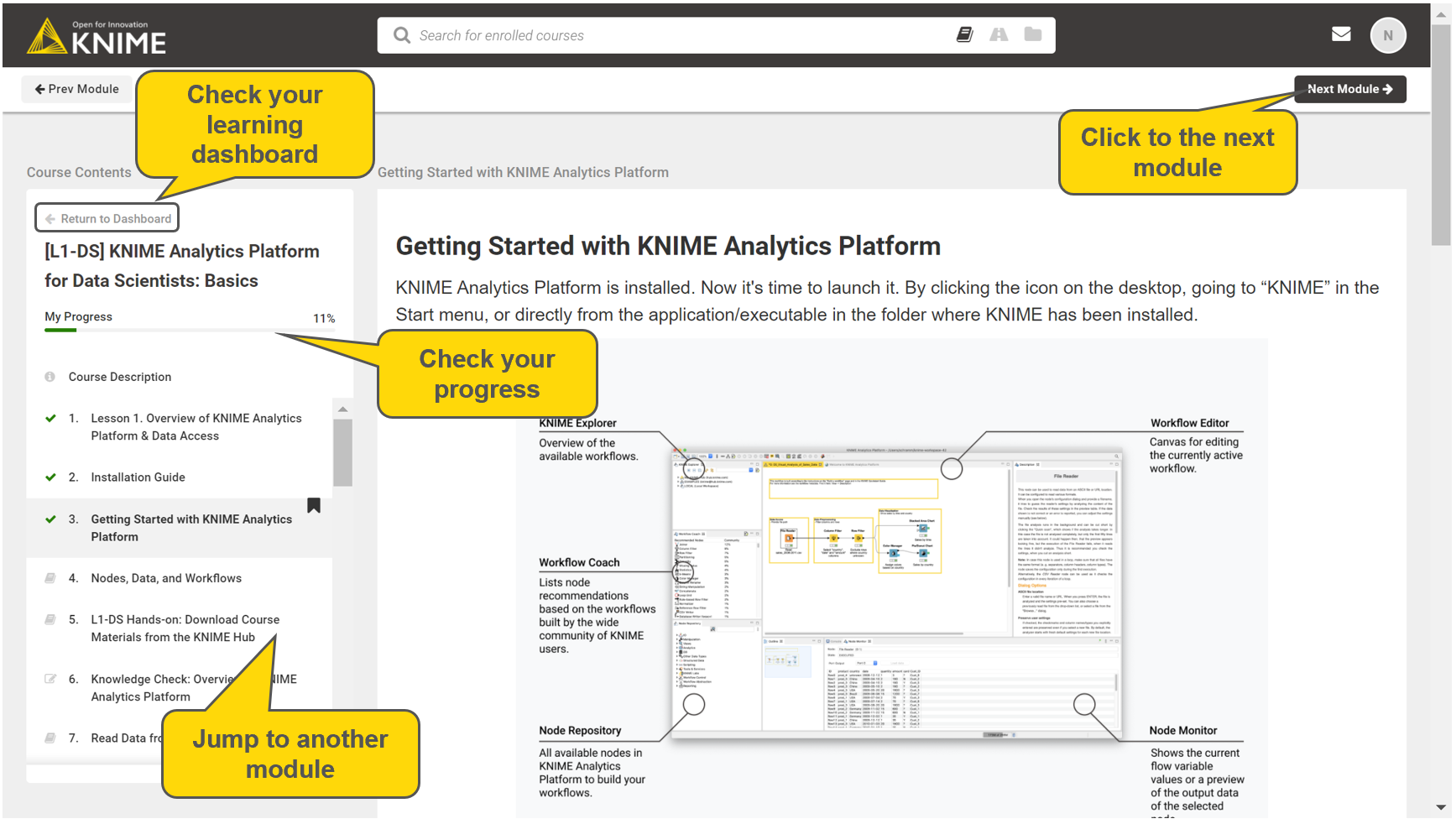 KNIME self-paced courses on new learning platform