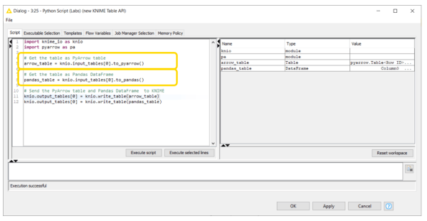 KNIME Python Integration for Fast Data Transfer