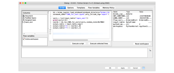 Using the knime_jupyter package to load the code from a specific Jupyter notebook and use it directly.