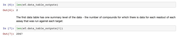 Obtaining the output tables from the workflow object.