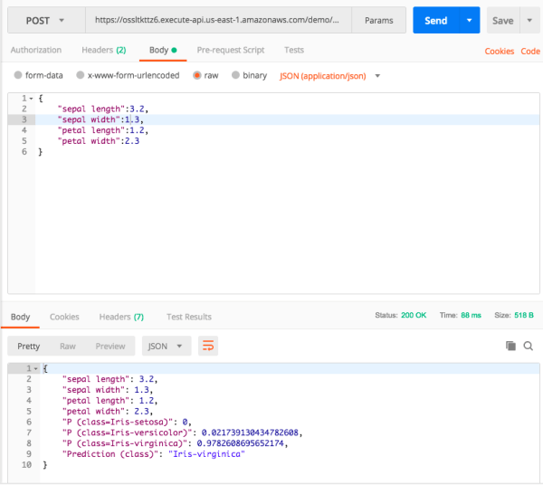 Testing the model deployment API using PostMan