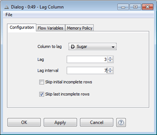 Figure 1: Lag Column Node Dialog
